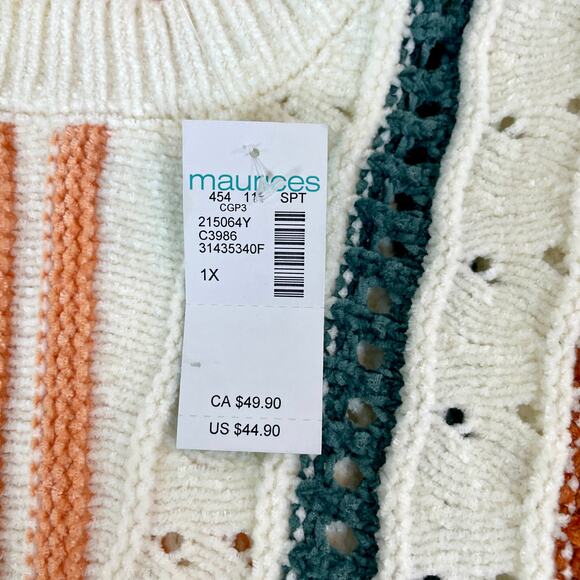 Maurices Chenille Striped Dolman Sweater Size 1X Long Sleeve NWT - Picture 11 of 13